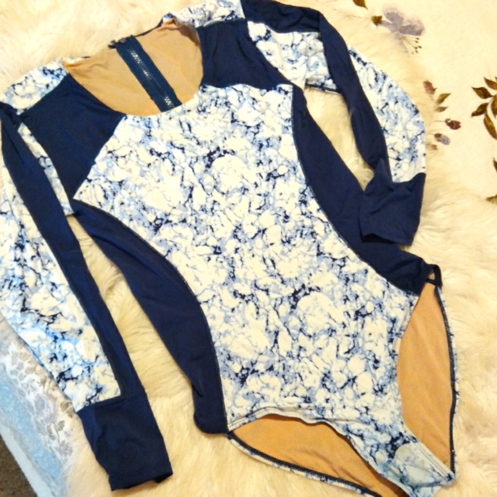 NWOT Long Sleeve Blue Swimsuit